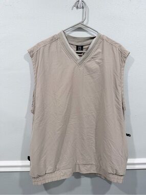 Nike Golf Vest Windbreaker Beige V Neck Athletic Nylon Pullover Mens Sz‎ XL